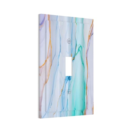 Decorative Light Switch Plate Covers Modern Ink Blue Green Marble Texure 1 Gang Light Switch Cover Plate Single Toggle Wall Plate Outlet Covers Wall Plate Faceplate for Kitchen Decor