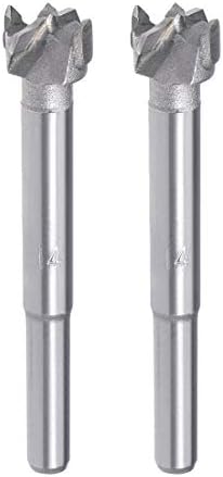 sourcing map Forstner Drill Bits 14mm, Tungsten Carbide Wood Hole Saw Auger Opener Woodworking Hinge Hole Drilling Boring Bit Cutter 2Pcs Gray