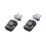 日本の中小企業 USB-C マグネット式 アダプター 240W超高速充電 / 80Gbpsデータ転送 / 8K対応 5色展開 Mac/PC/スマホ/タブレット対応2個セット (シルバーグレー, 本体＋コネクタ(ニッケルメッキ))