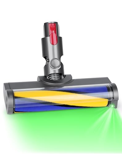 Spazzola di ricambio per Dyson V7 V8 V10 V11 V15 - Spazzola a rullo morbido con luce LED verde, rotazione flessibile, delicata per parquet, piastrelle e pavimenti duri