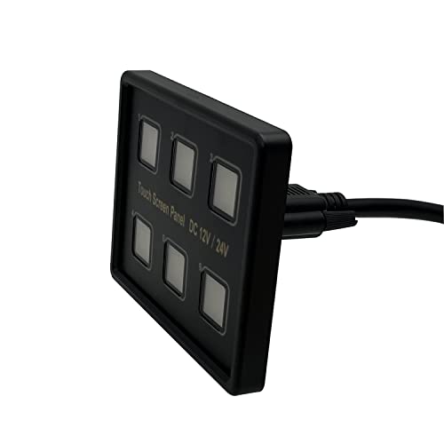 Image of 6 Gang Blue LED Touch Pad On-Off Multifunctional Touch Screen Button Switch Panel with Wiring Harness Label Stickers for Car Marine Boat Caravan Camper Truck Trailer