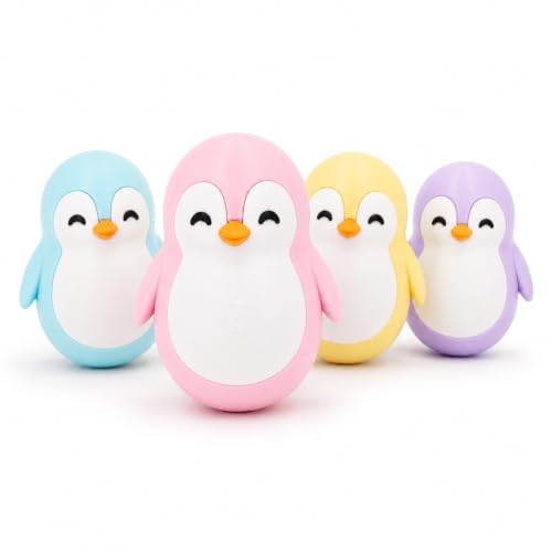 Image of Roly Poly Penguin Wobbler | Cute Self-Righting Penguin Desk Toy | Stress Relief Fidget Toy | Mini Penguin Collectible | Office Desk Decor & Gift (Macaroon Purple, 1 pc)