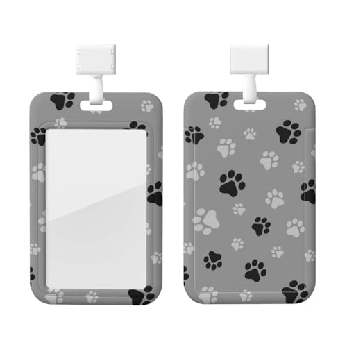 カードケース パスケース 社員証idカードホルダー 学生証 白黒足跡プリント 縦型 かわいい ネームホルダー ネックストラップ 社員証 携帯便利 通勤 通学 プレゼント 飾り