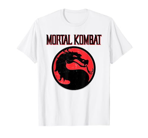 Mortal Kombat Vintage Black and Red Dragon Logo Video Game T-Shirt