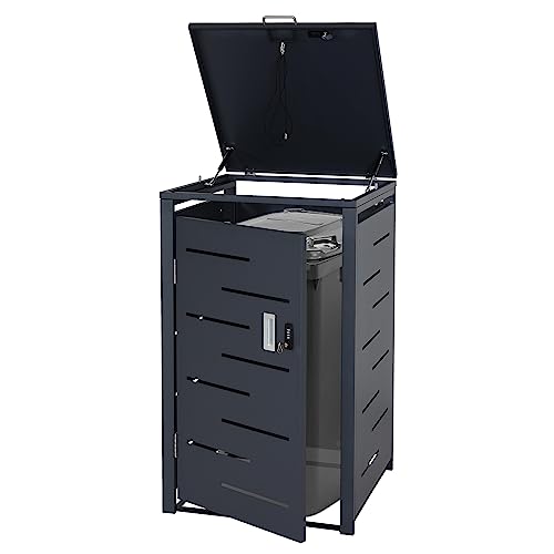 1er-Mülltonnenverkleidung HWC-E83, Mülltonnenbox Mülltonnenabdeckung, erweiterbar 103x60x62cm - anthrazit, Stahl 24kg