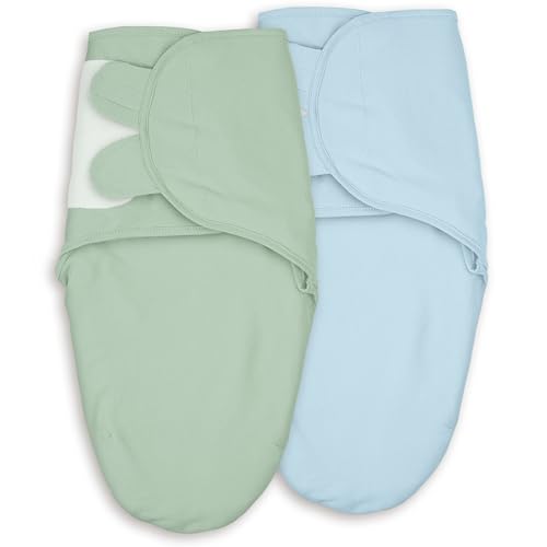Image of Cotton Swaddles for Newborn, Baby Newborn Swaddle 0-3 Month | 2-Pack Soft Adjustable Newborn Swaddle Sleep Sack, Baby Girls & Boys,Wrap Nursery Infant Swaddling Blankets Green & Blue