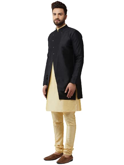 Image of SOJANYA Men's Silk Blend Solid Kurta & Pyjama Set