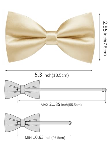 Image of Solid Color Bow Ties for Men Silk Pre-tied Tuxedo Bowtie Set 4PCS | Pre-tied in 3 seconds,adjustable 4PCS bow tie and pocket square cufflinks lapel pin set,wedding,formal,party,prom,graduation