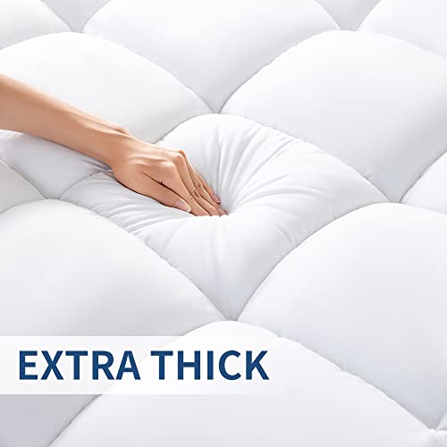 Homesweety King Mattress Topper, Extra Thick Mattress Pad Cover For Back Pain Relief, Cooling Pillow Top With 8-21" Deep Pocket 5D Snow Down Alternative Fill(White,King) #TOP5