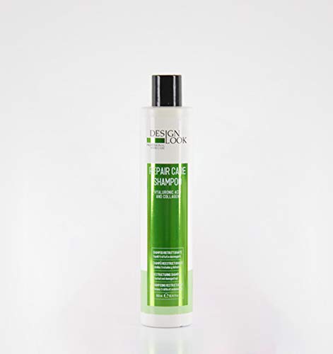 DESIGN LOOK CHAMPU REESTRUCTURANTE Acido HIALURONICO Y COLAGENO Repair Care 300ML, Negro, Estandar