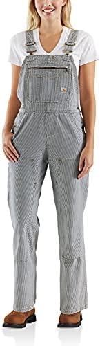 Carhartt Women's Petite Brewster Double Front Railroad Striped Bib Overalls Pants, Railroad Stripe, M