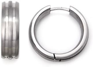 Titanium Huggie Hoop Earrings w/Grooves