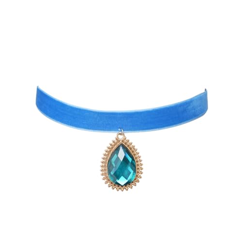 RareLove Blue Rhinestone Teardrop Velvet Blue Choker Necklace for Women Princess Costume Accessories