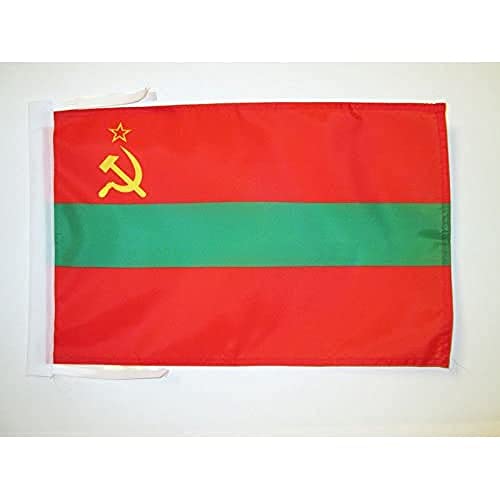 AZ FLAG, Moldavian Soviet Socialist Republic Flag, 18'' x 12'', 100% Polyester Moldavia SSR Small Banner with Two Cords