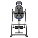 Happybuy Inversion Table, 300 lbs Capacity Heavy Duty Decompression Back Stretcher, Strength Training Equipment with Headrest, Ankle Lock & Adjustable Protective Belt, Blue/Black