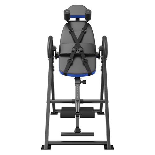 Happybuy Inversion Table, 300 lbs Capacity Heavy Duty Decompression Back Stretcher, Strength Training Equipment with Headrest, Ankle Lock & Adjustable Protective Belt, Blue/Black