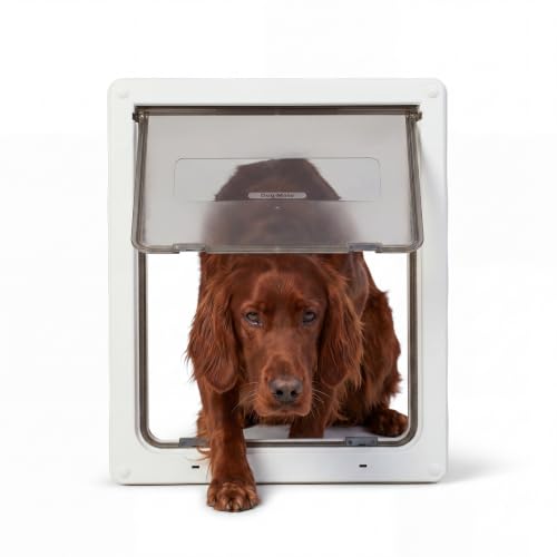 Dog Mate Verriegelbare Hundeklappe für große Hunde (216), Weiß | Klappe für große Hunde und Katzen, geeignet für PVC, Wand und Holz, Sicher für Ihre Haustiere