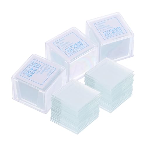 SOLUSTRE Microscope Slides Square Cover Glasses 100 Pieces 0.04 Inch Thick 2.2X2.2Cm Clear Glass Slides for Laboratory Specimen Preparation and Microscope Use