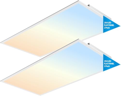 2x4 FT LED Light Flat Panel, 5 CCT 3K | 3.5K | 4K | 5K | 6.5K, 40-72W, Dimmable Recessed Drop Ceiling Lights, 3750/5000/6250/7500/9000 Lumens, Lay in Fixture for Office, 120-277V, UL DLC(2 Pack)