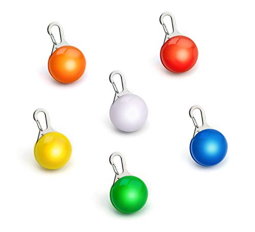 PRECORN Set di 6 ciondoli a LED per cani, gatti, animali domestici e molto altro ancora. Collare luminoso, collare per cani, ciondolo per cani, visibilità sicura al buio, misura unica, Silicone