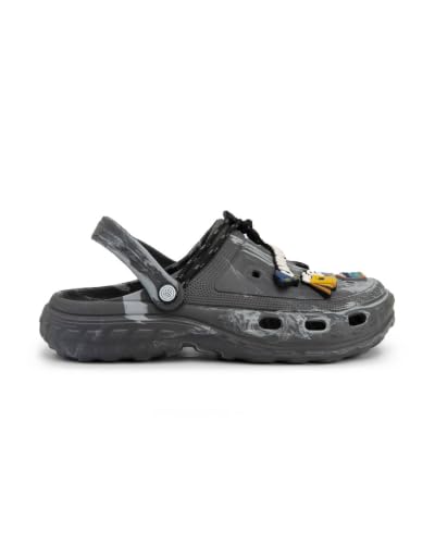 Image of Bacca Bucci x Discovery Camping Hero EVA Slides for Men, Marble Finish Clogs with Charms, Cushioned Lightweight Slip-On Sandals with Heel Strap