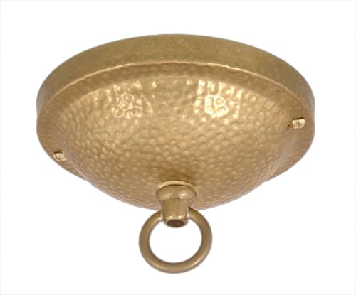 Image of B&P Lamp Hammered Arts & Crafts Style Ceiling Light Canopy Plate, Unfinished Brass