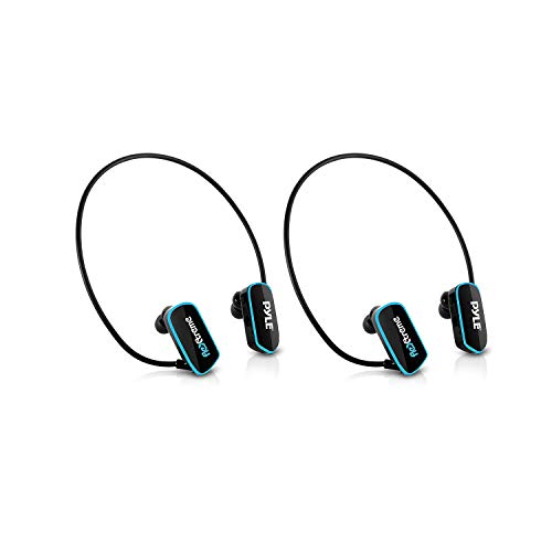 Pyle 8GB Memory Flextreme Submersible Waterproof MP3 Music Player with Headphones Headset for Running, Swimming, Exercise, and Fitness (2 Pack)