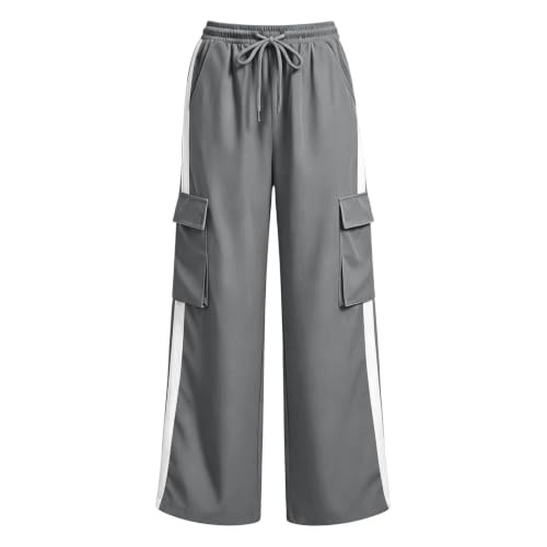 Boys Cargo Pants Baggy Wide Leg Elastic Waist Drawstring Chino Husky Pants - image 8