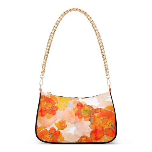 Shoulder Bags for Women Flower Floral Hobo Tote Handbag Small Clutch Purse with Zipper Closure
