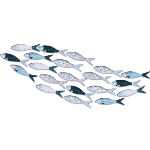 Blulu 20 Pcs Summer Coastal Metal Fish Wall Art - Modern Beach Themed Ocean Wall Decoration for Bedroom & Living Room (Vibrant Color) - Image 2