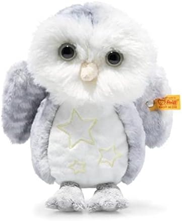 Steiff Glow in The Dark Wittie Owl, Premium Realistic Stuffed Animal Owl, Lifelike Wild Animal Plush Toys, Plushy Toy for Girls Boys and Kids (Gray & White, 7")