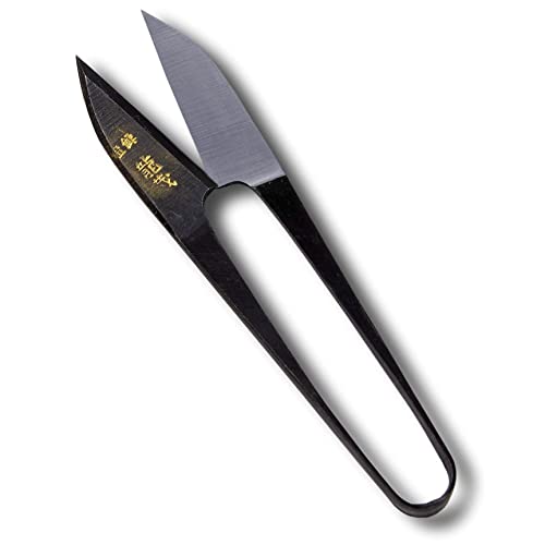 Kakuri Japanese Thread Snips 4" [Straight], Made In Japan, All Metal Thread Scissors For Sewing & Embroidery, Spring Action Self Opening Thread Cutting Tool, Black #TOP16