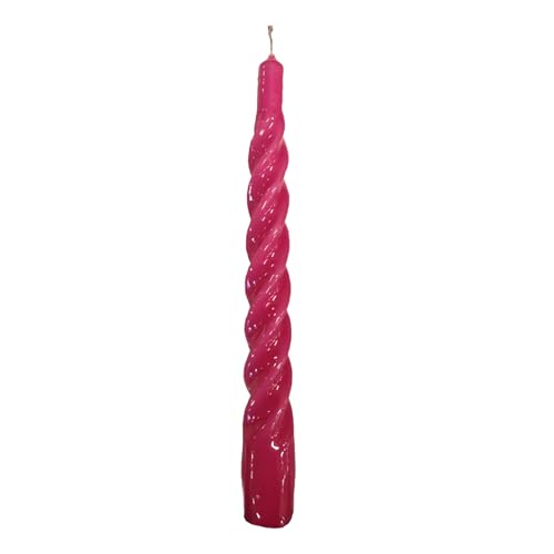 Lackierte Kerzen Tortiglione Ø 2,2 cm H 21 cm - 3 Stück - Fuchsia