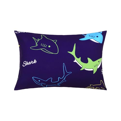 Image of Cloele Kids Toddler Pillowcase Envelope Travel Pillowcase Baby Pillow Cover Fits Pillows Sized 12x16 or 13x18-1 Pack Soft Polyester Children's Bedding Pillowslip Case for Boys and Girls - Shark