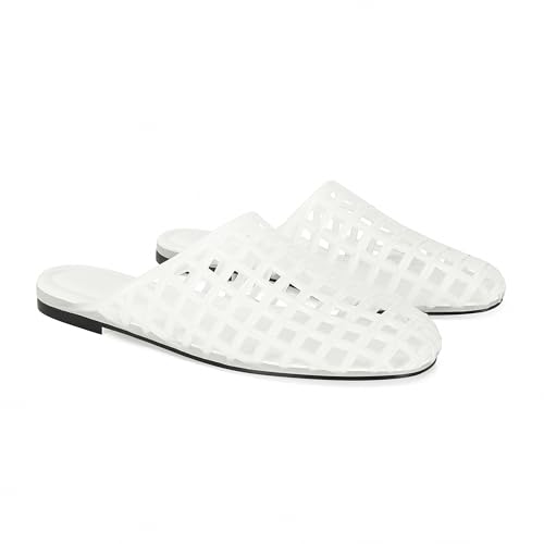 Image of Women's Red Jelly Mesh Slides, Comfortable Flat Slip On Sandals, Casual Summer Beach Slippers