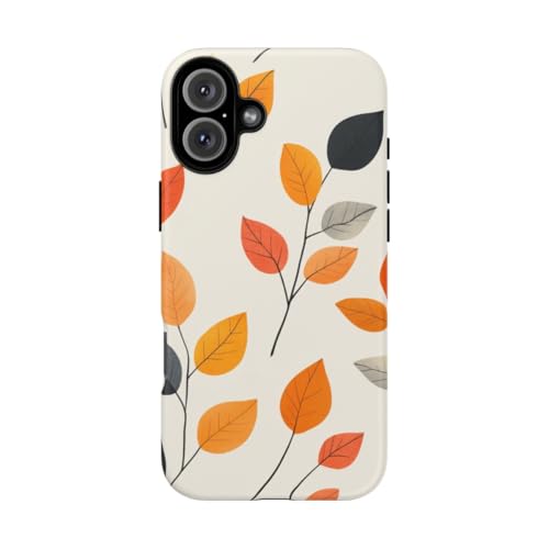 Coque iPhone 16 Plus feuilles d'automne rigide mate orange anti-rayures