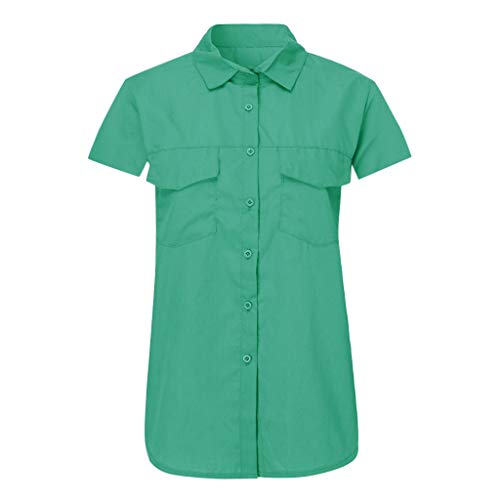 Blusa feminina Limsea com estampa solta e botão, 4 - Green, Large
