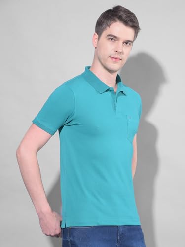 Image of Dollar Men's Pack of 1 Solid Cotton Blend Polo Neck T-Shirt