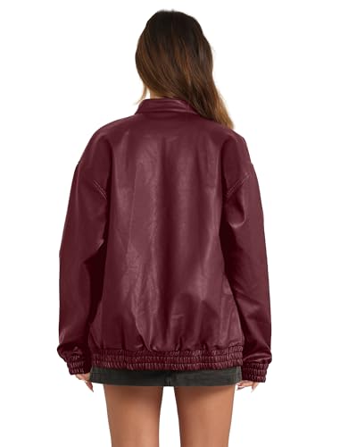 Image of Sampeel Leather Jacket Women Faux Oversized Motorcycle Bomber Coats 2026 Fall Fashion Outfits Winter Clothes