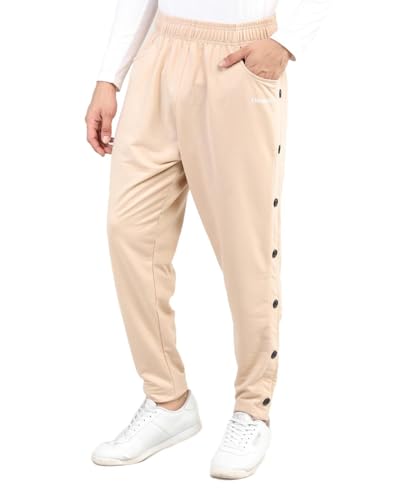 Image of CHKOKKO Men Casual Track Low Rise Regular Pant Gym Workout Lower with Pocket Pastel Beige Large