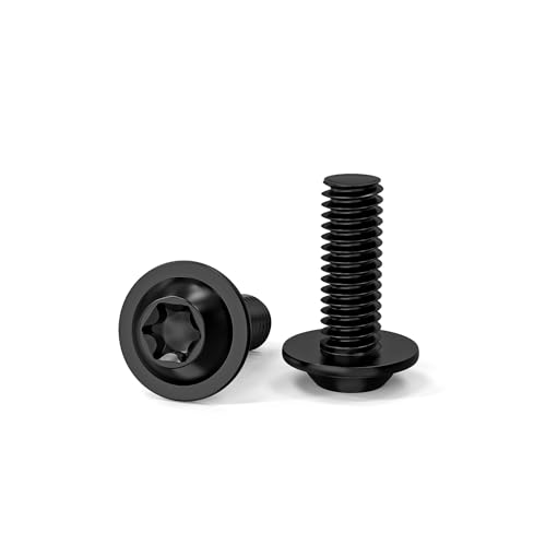 ORTAVA Pack of 30 M6 x 16 Screws, Pan Head, Torx, Flange, Flat Head with Washer, Stainless Steel A2 V2A Full Thread