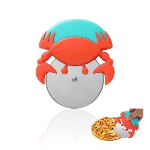 YAFIYGI 1 PACK Pizza Cutter Wheel Cover Red Pizza Cutter Wheel with Large Blades Non-slip Rustproof Effortless Rocker Style Pizza Cutter Protective Blade Cover Heavy Duty Slicer Right Left Handed Use