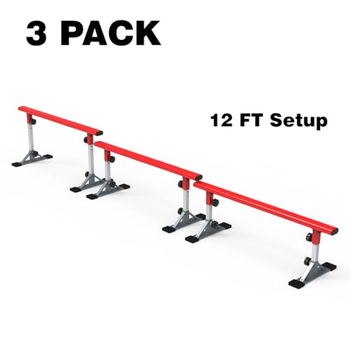 Image of FreshPark Professional Solid Grind Rail - Height Adjustability: 13 inch - 19 inch H - Portable, Extendable, Durable Skatepark