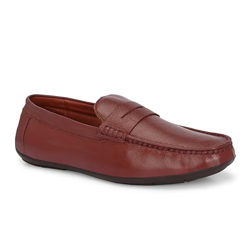 Image of Octa marc Men's Genuine Leather Loafer Shoes | Natural Rubber Sole with Soft Cushioned Insole | Classic Slip-On Design for Office, Party, Formal & Casual Wear