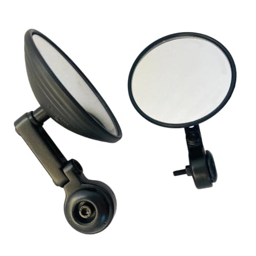 Image of TA Motorcycle Front Handlebar Mirror (Black, Large, Set of 2) - Adjustable, Convex, Handlebar Mount - Fits Jawa 42 / Bobber /Classic /Perak Bobber /Yezde Roadster /Scrambler /New Reborn Classic