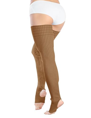 Image of v28 Women Girls Thigh High Long Neon Ribbed Knit Leg Warmers Plus Size Boot Extra Long Large Socks Available in S~3XL