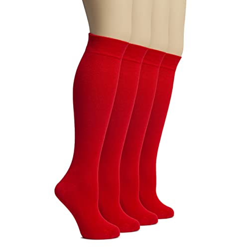 Image of Hugh Ugoli Women's Rayon Derived from Bamboo Knee High Socks Comfort Seam Long Dress Socks, Shoe Size 5-8 /8-11, 4 Pairs