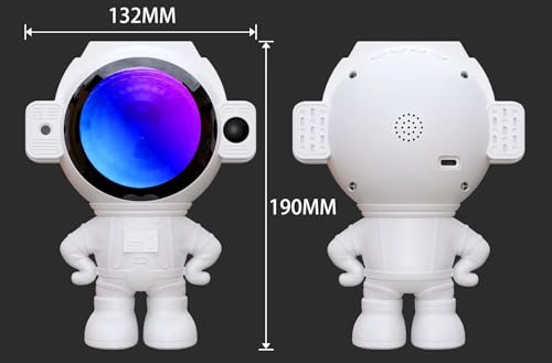 Image of One94Store Astronaut Star Projector Light with 2x4W LED Power, 180 Wide-Angle Projection of Moon, Stars & Clouds, Bluetooth, Voice Activated & Flash Music Modes, Remote with 16.4ft Range, USB Powered