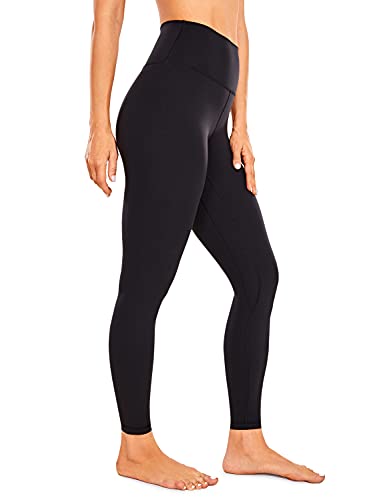CRZ YOGA Women's Naked Feeling Soft Yoga Pants 25'' / 28'' - Brushed Workout Leggings High Waisted Yoga Leggings Black Medium