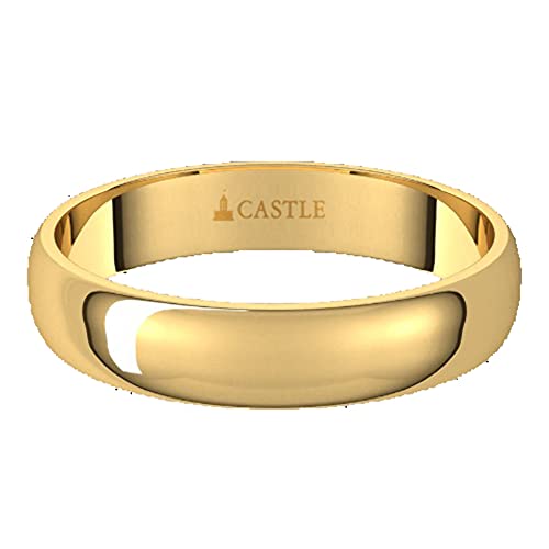 Lightweight Gold Mens Womens Wedding Band Solid 10K/14K/18K Rose/White/Yellow Gold Half Round Light Ring 4mm Wide2